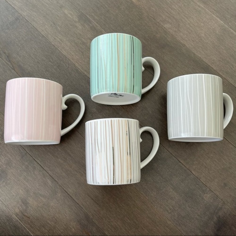 MIMI COLLECTION Pastel Colour Mug Set of 4, Coffee Tea Dinnerware Mug